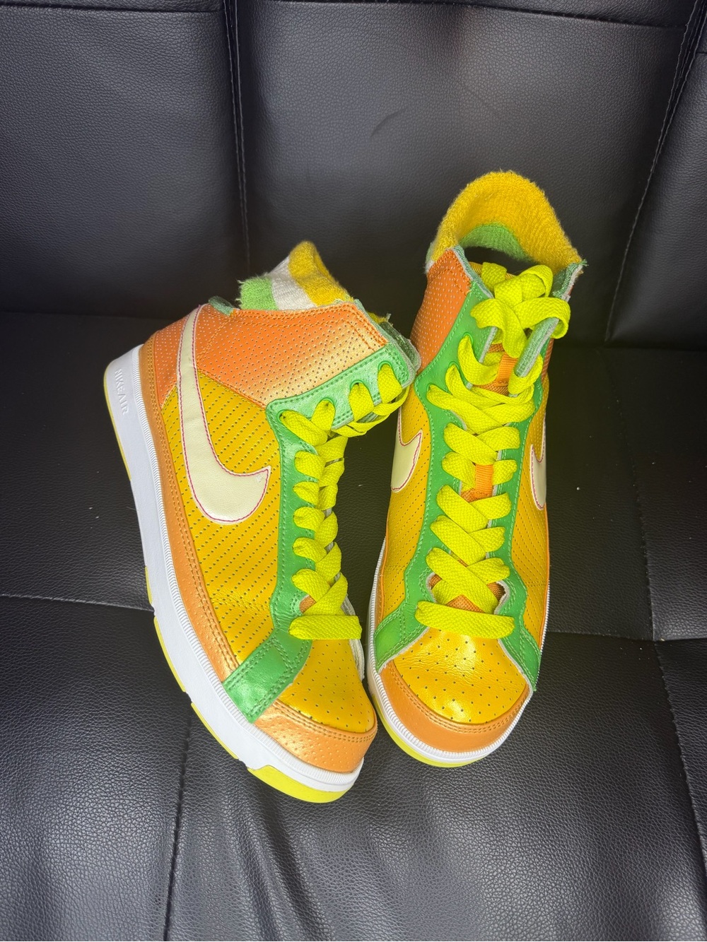 NIKE Terry Cloth Tounge Air Troupe Dance Orange Green White 344307-712 US 9.5